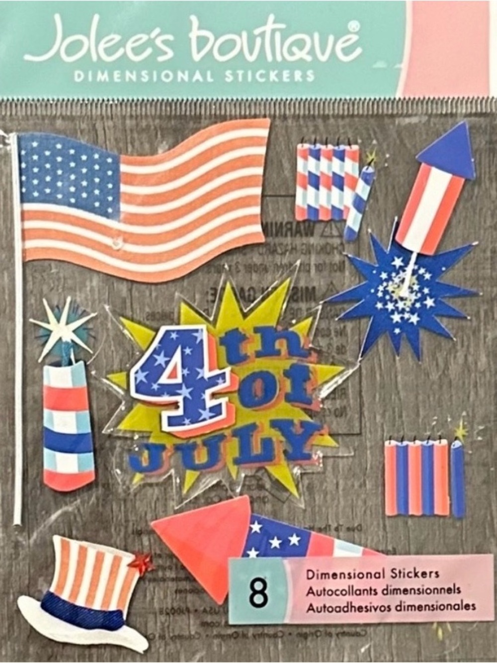 💞New Jolee's Boutique 4th of July Patriotic Dimensional Scrapbook Craft Stickers